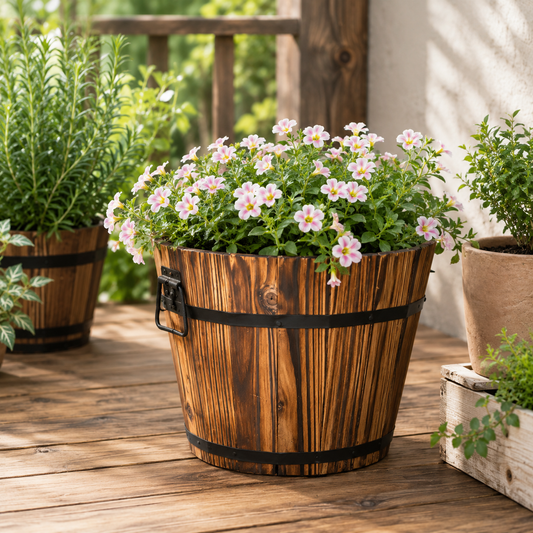 Carbonized Anticorrosive Solid Wood Flower Pots