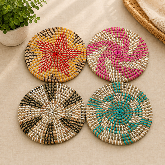 Environmentally Friendly Woven Straw Dining Coasters