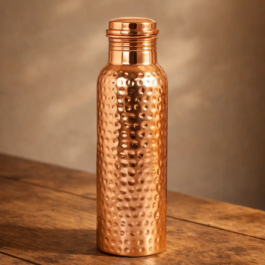 Hammered copper water bottle, 600 ml