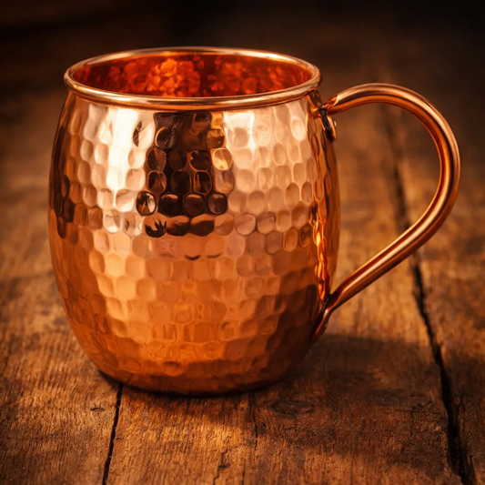 Polished hammered copper mule mug, 475 ml