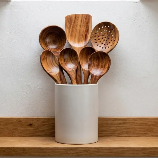 Acacia wood cooking utensil set – view 2