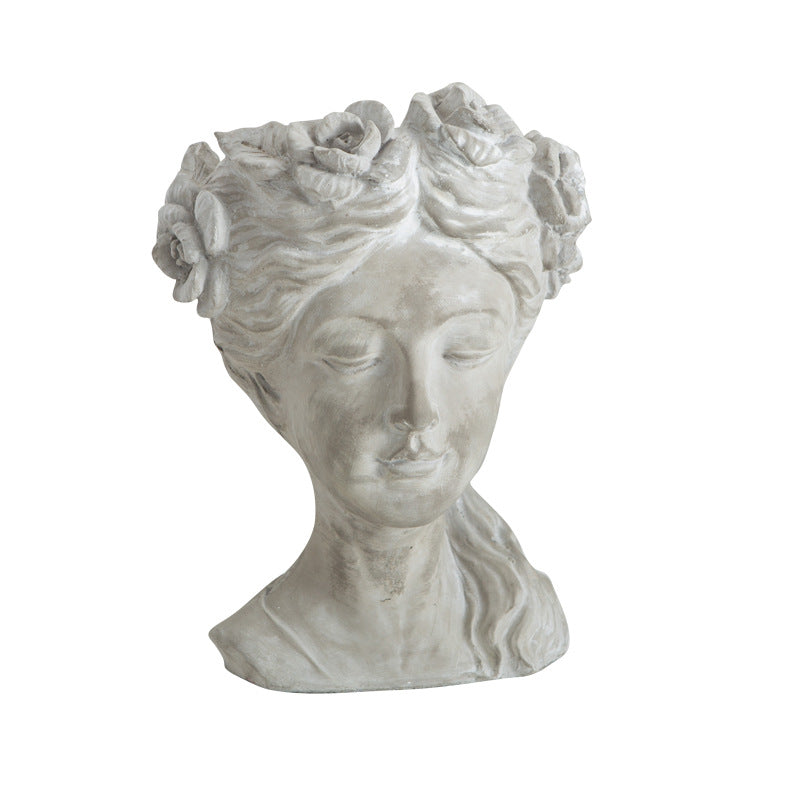 Statue Portrait Decor Flowerpot