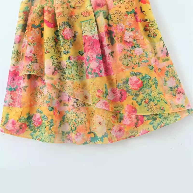 Flowers Print Suspender Summer Dress