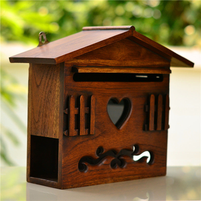 Solid Wood Carved Letter Box