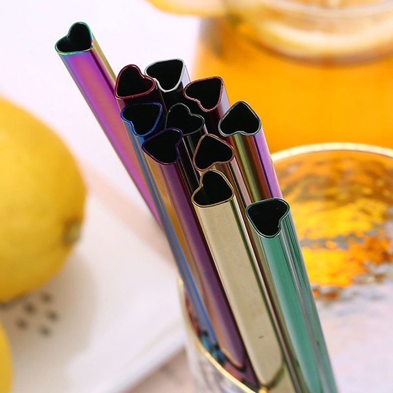 Reusable Heart Shaped Stainless Steel Straws