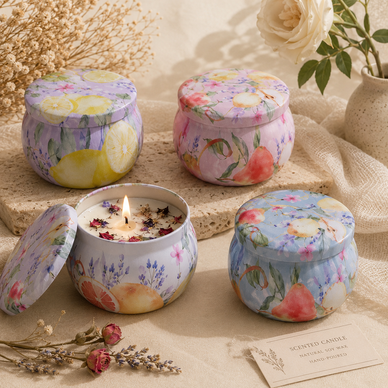 Dried Flower Scented Candles