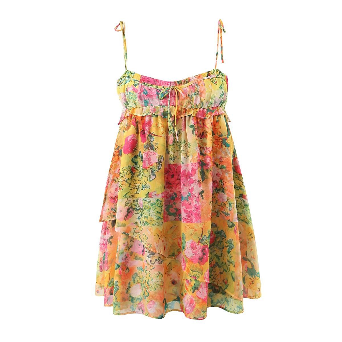 Flowers Print Suspender Summer Dress