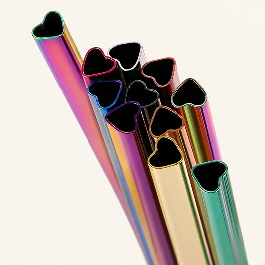 Reusable Heart Shaped Stainless Steel Straws