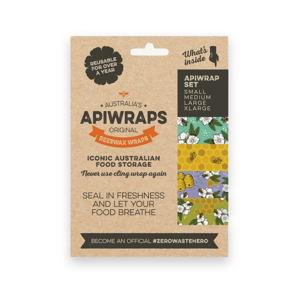 Reusable Beeswax Food Wraps – 4 Pack