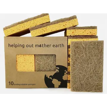 Plant-fibre scourer sponges, pack of 10