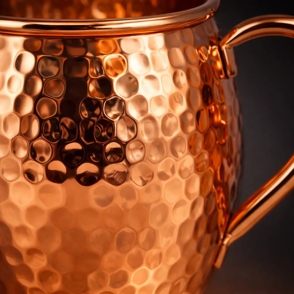 Polished hammered copper mule mug – view 3