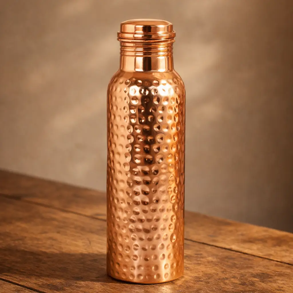 Hammered copper water bottle, 600 ml