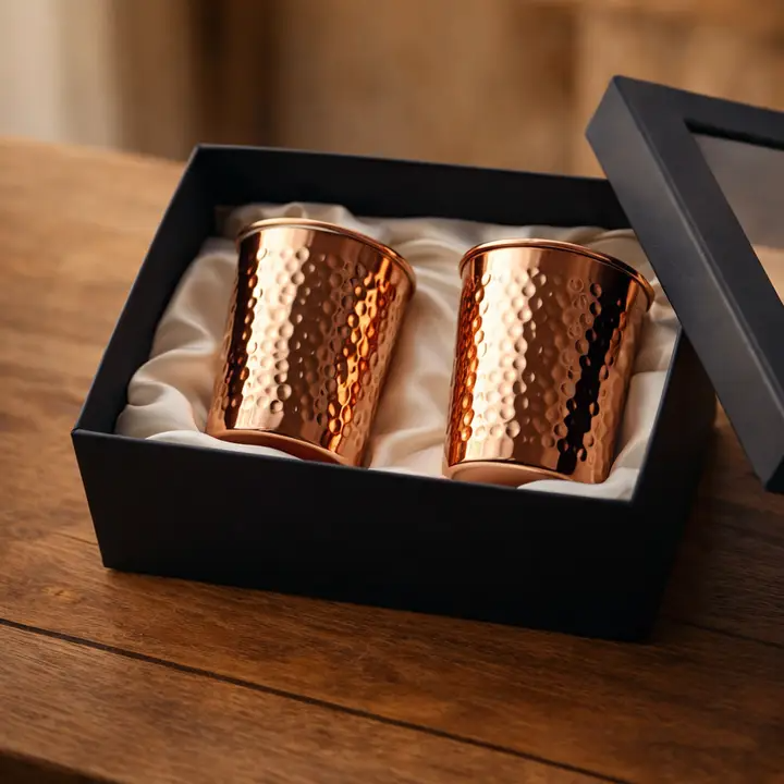 Hand-hammered copper glasses, set of 2 – view 4