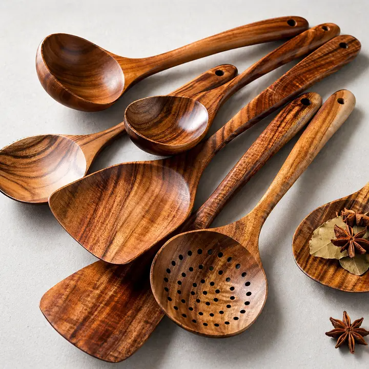 Wooden cooking utensil set – view 3