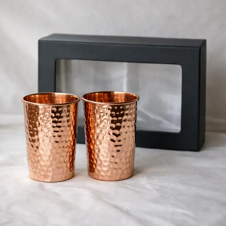 Hand-hammered copper glasses, set of 2 – view 2