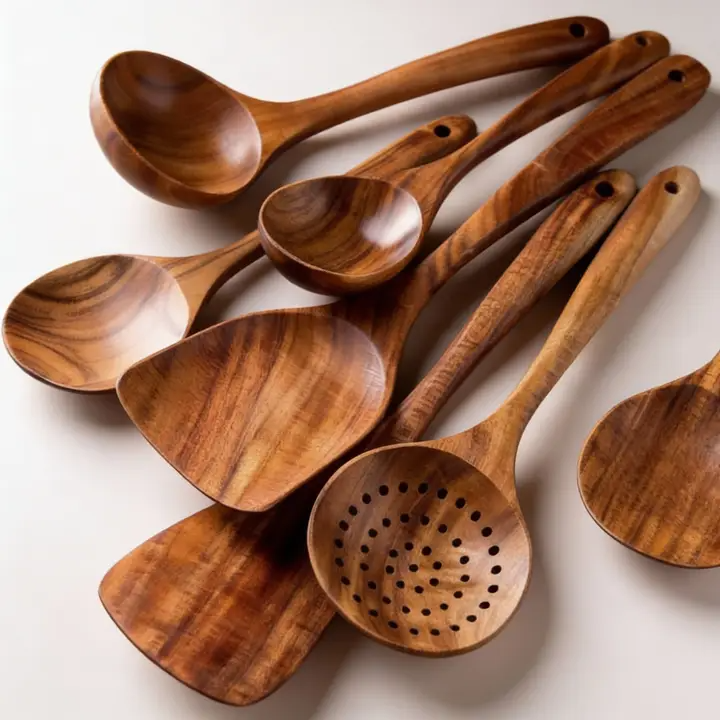 Acacia wood cooking utensil set, 7 pieces