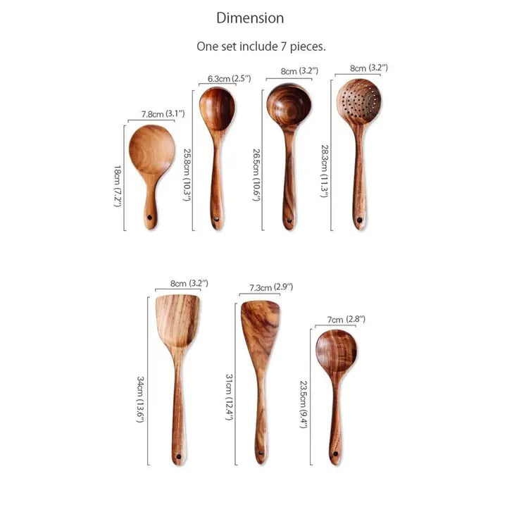 Wooden cooking utensil set – view 4