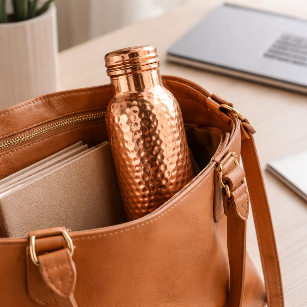 Hammered copper water bottle, 600 ml – view 4